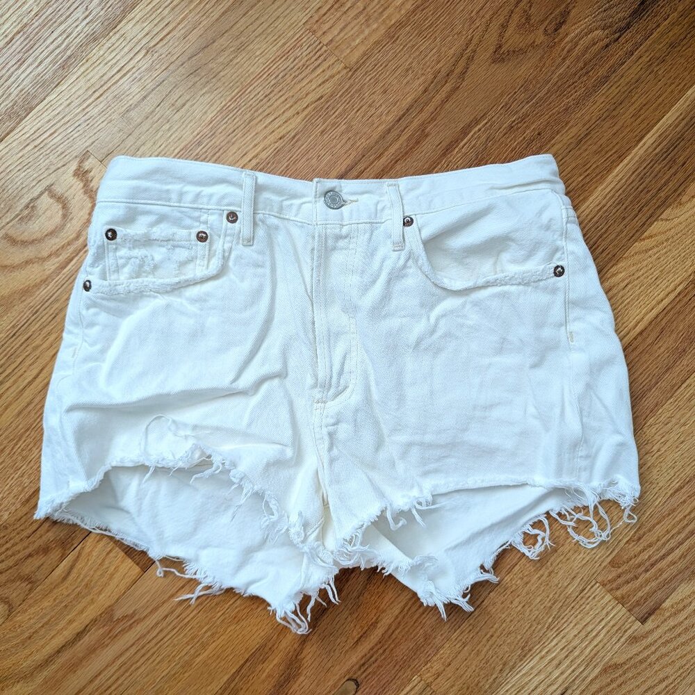 AGOLDE Parker High-waisted Distressed Shorts in White - Size 28